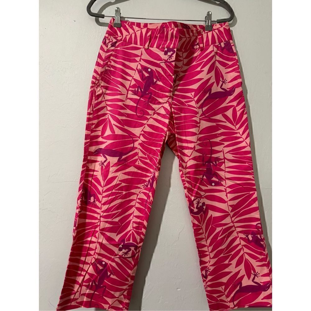 Lilly Pulitzer vintage pink lizard print pants 8